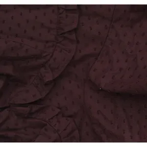 Crystal Doll Sweetheart-Neck Puffed Sleeve Fit Flare Dress Merlot Red 2XS thumbnail 6