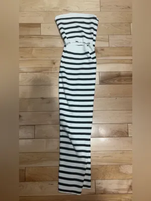 Lulu’S Trend-Worthy White Striped Ribbed Cutout Strapless Midi Dress thumbnail 4