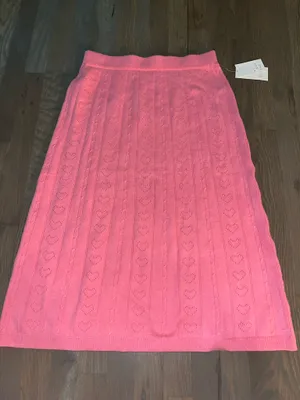 NWT A New Day Pink Pointelle Heart Knit Midi Skirt Size Small thumbnail 2