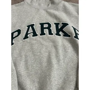 PARKE Cities Varsity Mock Neck Pullover Sweatshirt New York Grey Green RARE L/XL thumbnail 3
