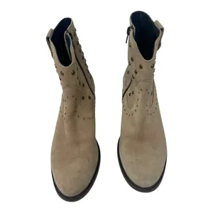 Kanna Studded Suede Ankle Boots Beige Leather Western Style Size 38/8 thumbnail 2
