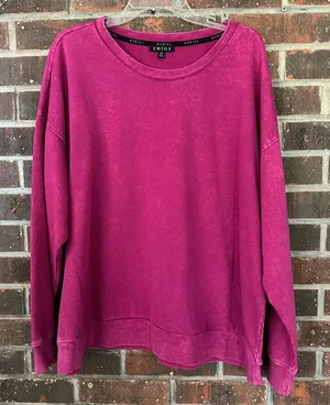 NWOT Pink Stonewashed Plus Size Zelos Crewneck Sweatshirt thumbnail 1