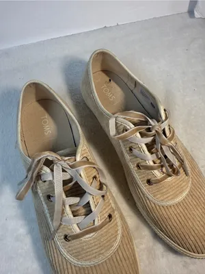 Toms Corduroy Carmel lace up sneaker womens 8 thumbnail 4