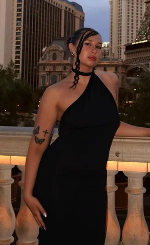 Shein Black open back drape maxi dress thumbnail 1