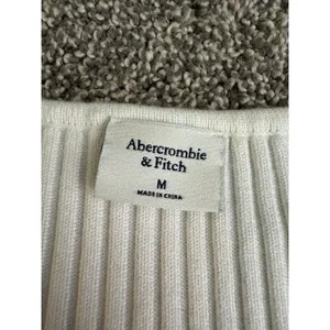 Abercrombie & Fitch Ribbed Twist Front Sweater Top Ivory Medium thumbnail 3