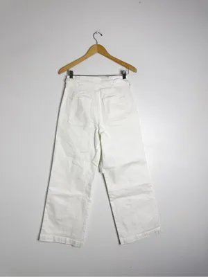Hudson White High-Rise Wide Leg Pants Size 8 Tie Waist Utility Crop thumbnail 3