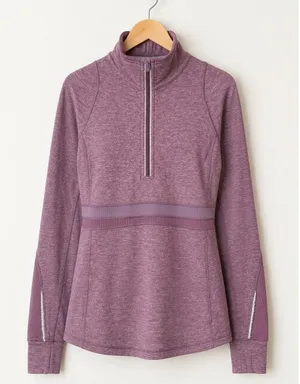 Lululemon Run Stay Warm Half Zip Women 8 Purple Heathered Pullover Athleisure‎ thumbnail 1