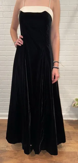 Y2K Night Way Collections Vintage White and Black Velvet Dress w/Tulle 90s 2000s thumbnail 1