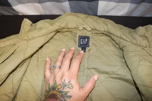 Gap Quilted Cotton Bomber Jacket Tan Sage Green Size Large thumbnail 5
