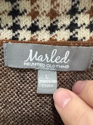Marled Houndstooth Double-Breasted Sweater Cardigan/Jacket /Blazer Neutrals sz L thumbnail 9