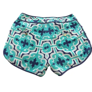 Annie Griffin Shorts Women's Sz 4 100% Silk‎ Blue White Geometric Print #BB12-4 thumbnail 10