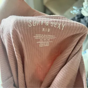 American eagle pink ribbed bodysuit thumbnail 4