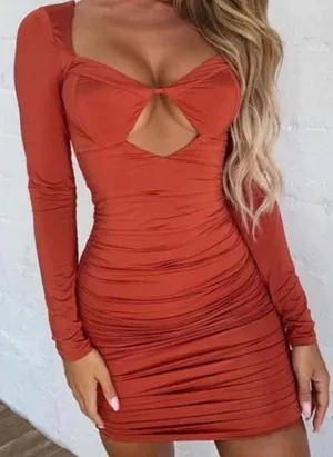 Tiger Mist Entity Dress Rust thumbnail 1