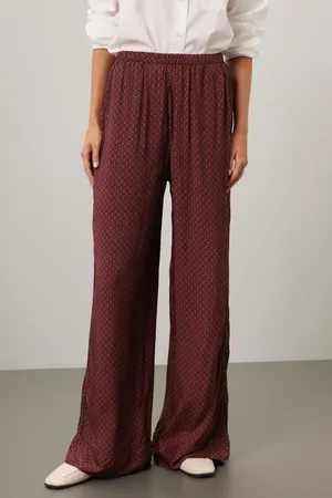 Splendid Lumi Maroon Wide Leg Geometric Print Satin Pants Size XL thumbnail 1