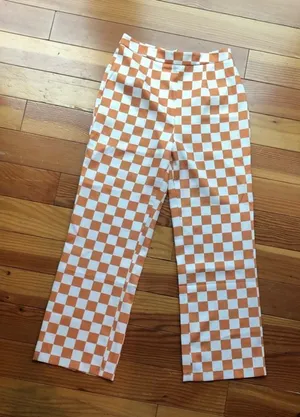 Cider orange‎ and white checkered pants high rise small thumbnail 1