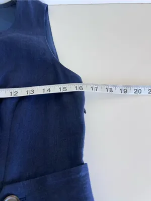 J. Crew Factory Women's Sheath Dress with Waist Tabs Linen Navy Suiting thumbnail 8