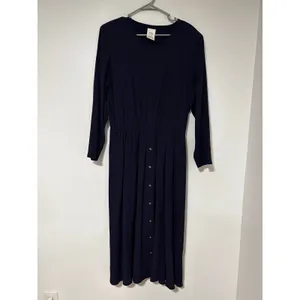 Lady Dorby Vintage 90s Navy Blue 2 Piece Maxi Dress and Lace Vest Set Plus 18W thumbnail 10