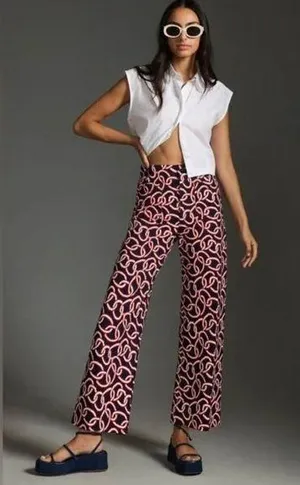 Anthropologie The Colette Cropped Wide Leg Ponte Pants By Maeve (New) thumbnail 1