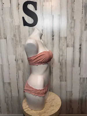 Zaful Strapless Bandeau Ruffle Bikini Set 2 Piece Swimsuit Womens Small Dusty Pi thumbnail 7