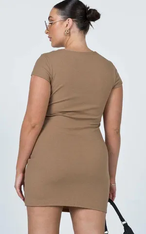 Princess Polly Caleb Mini Dress Brown thumbnail 3