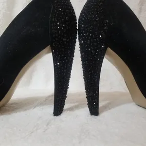 Nine West Suede Rhinestone Heels sz 8M thumbnail 2