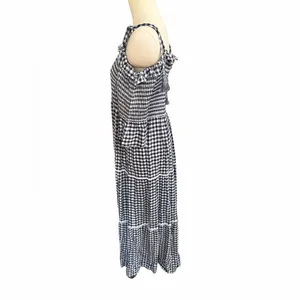 Faherty Sylvie Dress Blue Gingham Smocked Tiered Maxi WDU1931-BGI Womens‎ XS NEW thumbnail 4
