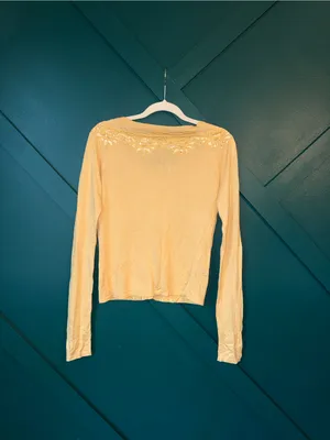 Vintage Dorothee Bis Silk/Cotton Butter Yellow Embroidered Cardigan Grandmacore thumbnail 3