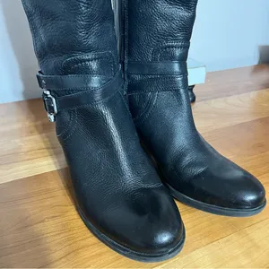 Marc Fisher Knee High Riding Boots Womens 9 M‎ Pebbled Black Leather Equestrian thumbnail 6