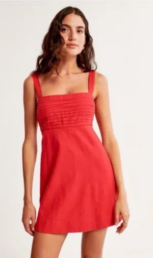 Abercrombie & Fitch Emerson Dress Skort Red Women’s XS Linen Shorts Pocket thumbnail 1
