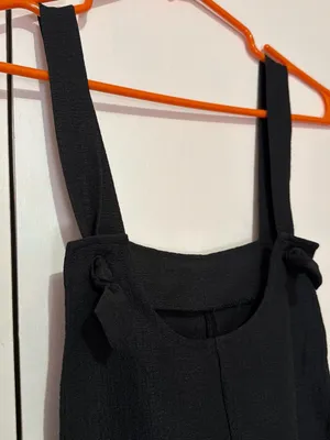 Black Mini Pinafore Dress with Wide Straps Size M thumbnail 3