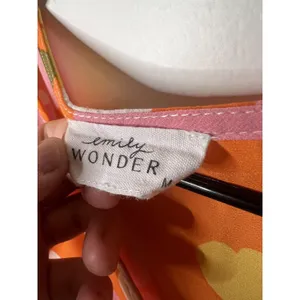 Wm‎ Med Orange Floral Babydoll Flutter Sleeve Cottage Spring Feminine Summer thumbnail 2