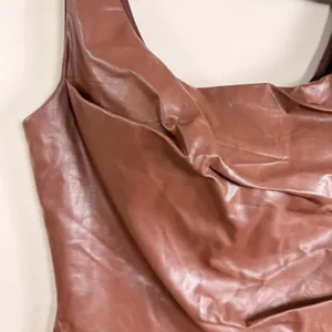 NIA Anthropologie Brown Faux Leather Draped Corset Top Square Medium NEW thumbnail 8