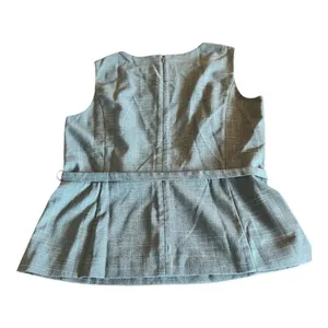 Ann Taylor Sleeveless Peplum Blouse Top Size 12 Green Back Zip Belted Office thumbnail 2