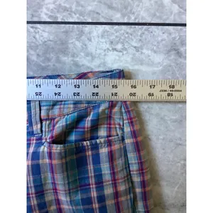 LL Bean Womens Blue Plaid Crop Pants Cotton Straight Leg Size 10 Reg 0DCN3 thumbnail 2