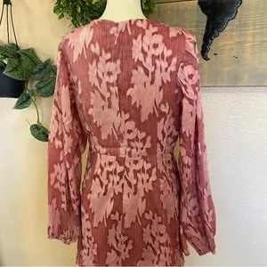 Lulus Meant to Shine Mauve Floral Jacquard Mini Dress - Size M thumbnail 6