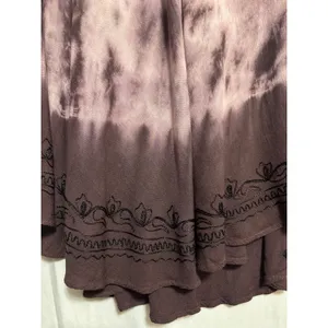 Tie Dye Midi‎ Dress Cover-Up Womens OSFM Purple Embroidered Boho Hippie Festival thumbnail 7