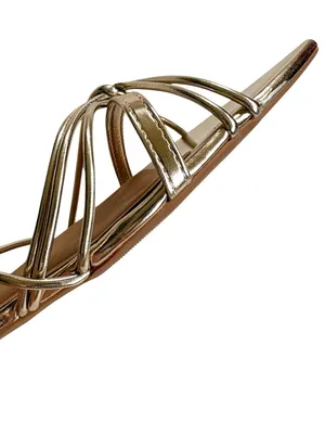 NEW INC International Concepts Ankle Wrap Sandals Gold Size 8 thumbnail 6