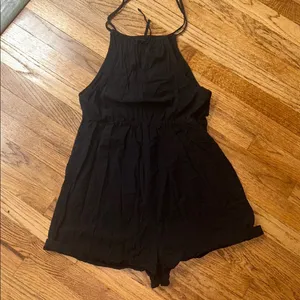 Black Patterned High Neck Cotton Romper XS thumbnail 5