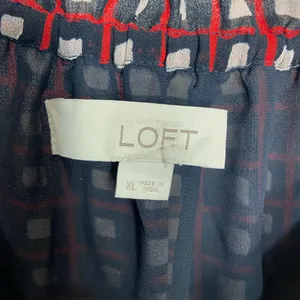 NWOT Ann Taylor LOFT women’s black red elastic sleeve off‎ shoulder blouse XL thumbnail 4
