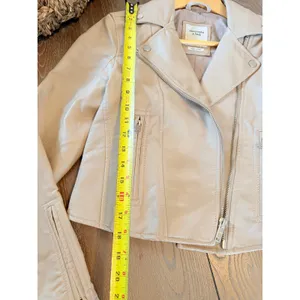 Abercrombie & Fitch Vegan Leather Moto Jacket Womens Tan S thumbnail 7