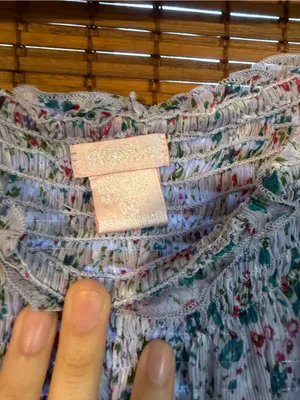 Vintage Nolita Floral Semi Sheer Crinkle Peasant Top S Cottagecore thumbnail 3