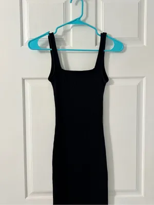 Wild Fable Black Ribbed Tank Midi Dress thumbnail 6
