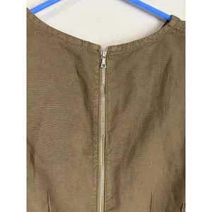 Dries Van Noten Blouse Top Womens 6 Olive Green Cotton Linen Zip Back Darted thumbnail 10