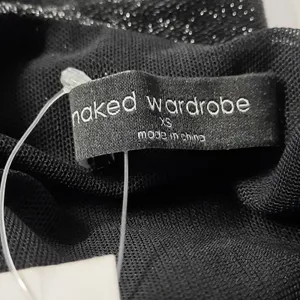 Naked Wardrobe Dress Womens XS Black Silver Metallic Formal Evening Gown Wedding thumbnail 5