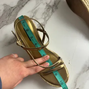 Nine West Jill Metallic Gold Classic Espadrille Wedge Sandals Size 9 thumbnail 10