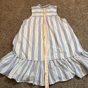 Maeve Anthropologie Womens Medium Striped Sleeveless Ruffle Hem Shirt Dress Blue thumbnail 10