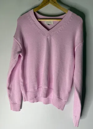 Banana‎ republic v neck cotton blend knit sweater pink size medium thumbnail 1