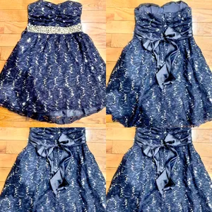 My michelle strapless navy blue rhinestone-embellished cocktail dress size 7 thumbnail 5