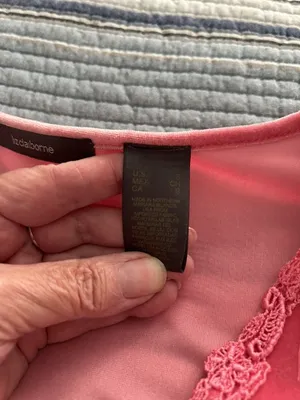 Liz Claiborne Women's Long Sleeve V-Neck Pink Velvet Top with Lace Trim Size S thumbnail 3