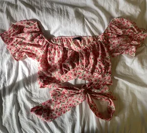SheIn cropped floral peasant blouse thumbnail 1